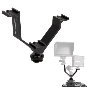 

Metal Triple Hot Shoe V Shape Mount Flash Bracket Stand Holder for Camera Flash Microphone LED Video Light Monitor DSLR