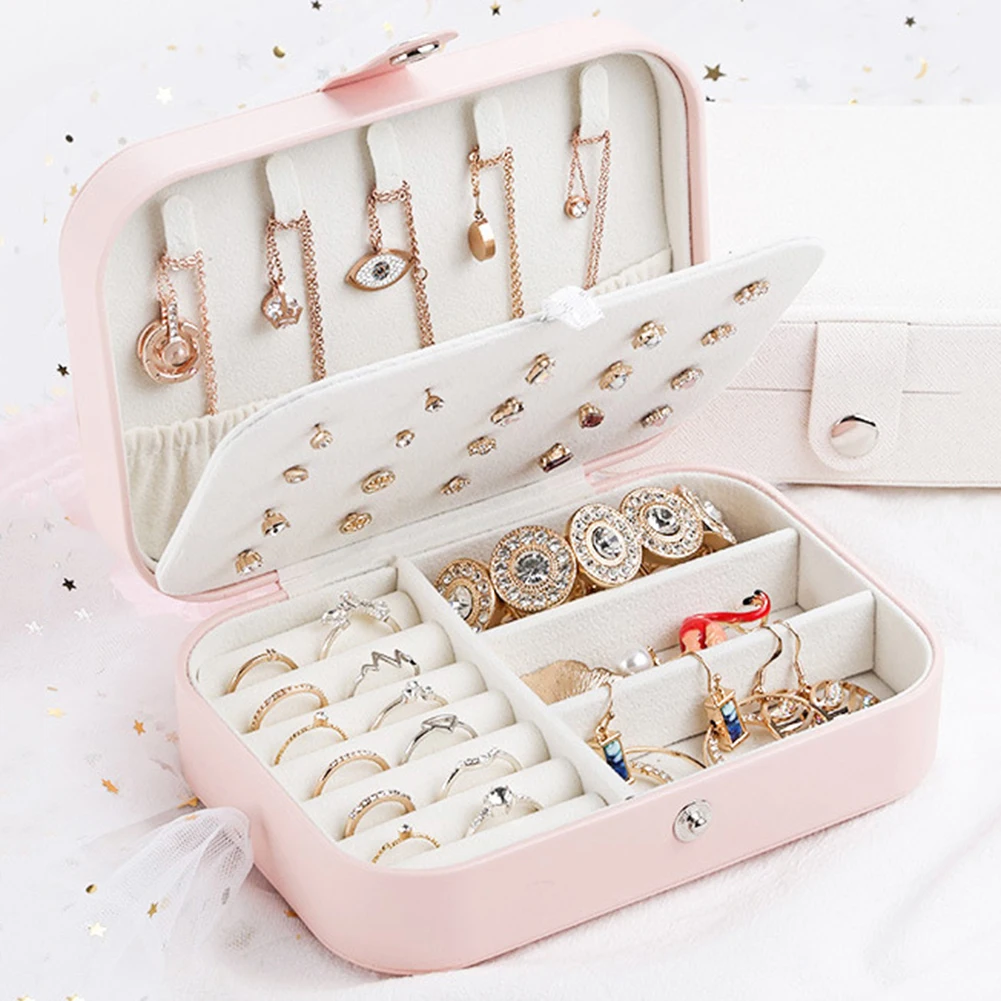 

2 Layers Jewelry Box Rings Earrings Necklace Display Storage Case girl earrings plate multi-function Jewelry Packaging Display