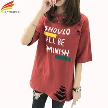 Hollow Out Print Hole T Shirt Women 2017 Summer New Fashion Letter Short Sleeve Tops For Women Red White Loose Tee Shirt Femme