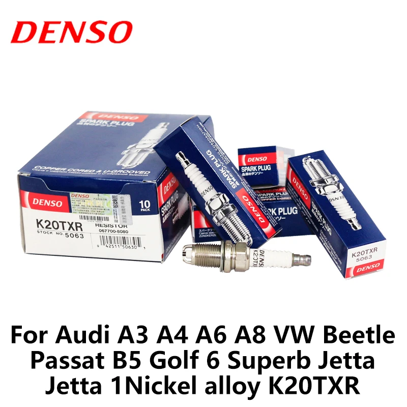 Автомобильная свеча зажигания DENSO для Audi A3 A4 A6 A8 volkswagen Beetle Passat B5 Golf 6 Superb K20TXR |