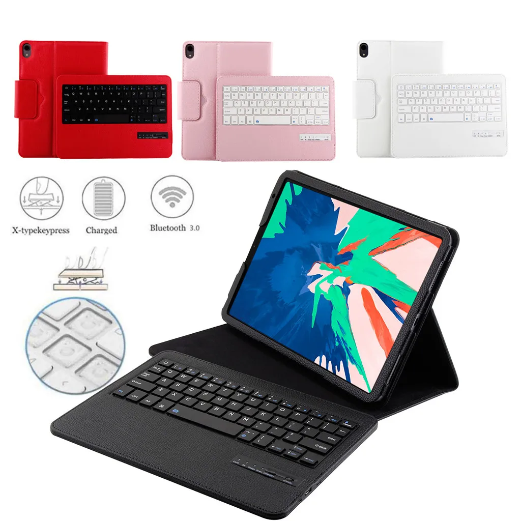 

For iPad Pro 11 Leather Stand Case Cover+Detachable Wireless Bluetooth Keyboard i Pad Pro 11 Tablet PC Stand Back Cover