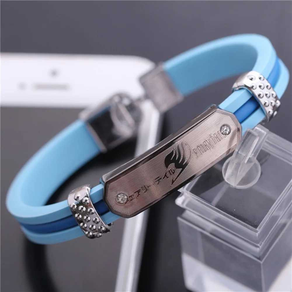 

Anime Fairy Tail logo Bracelet fashion personality punk blue silicone Bransoletka men women Accessories Jewelry Souvenirs gifts