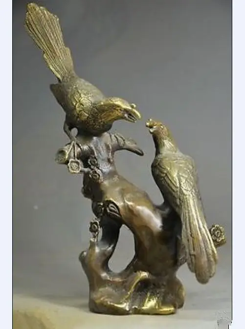 

9.41 inch/China's old copper handmade magpies plum statue