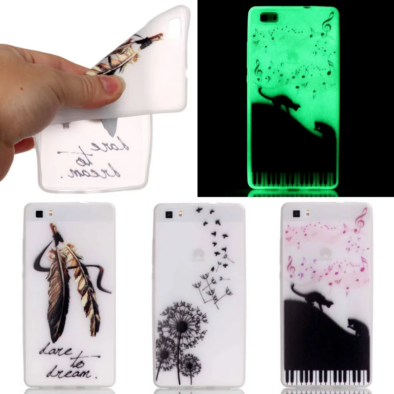 Luxury Luminous Soft Cases for HuaWei P8 Lite Glow in Dark Mandala Clear Printing TPU Silicone Phone Cover Shell Coque P8mini |
