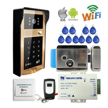 Free Shipping New RFID Code Keypad Wifi Video Intercom Door Phone Waterproof Metal Doorbell for Android IOS Phone Electric Lock