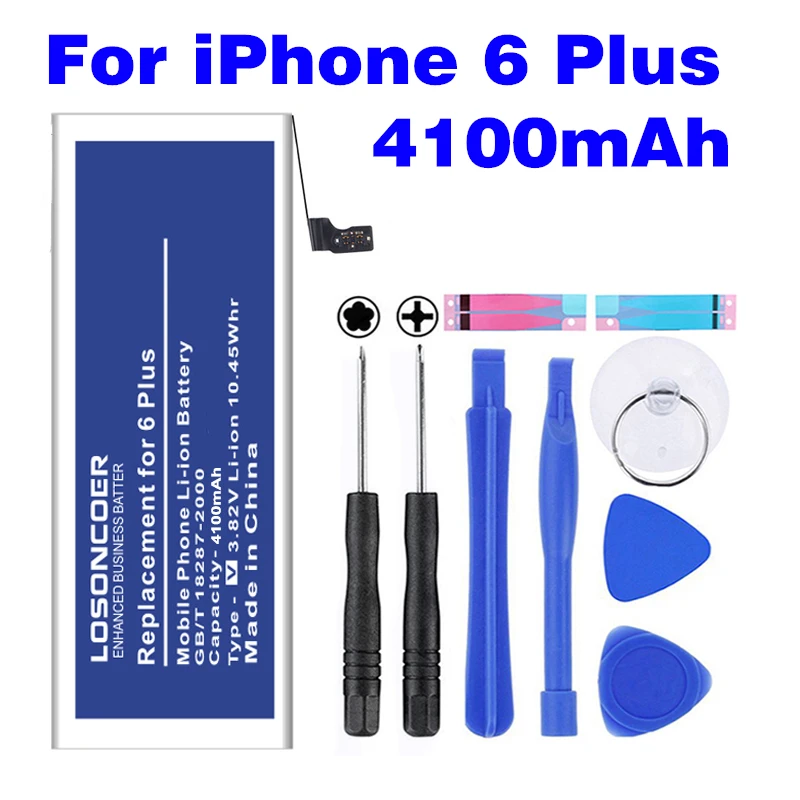 

LOSONCOER 4100mAh For Original iPhone 6 Plus Battery 6S Plus 3400mAh For iphone 6 Battery Free Tool kit with Stickers