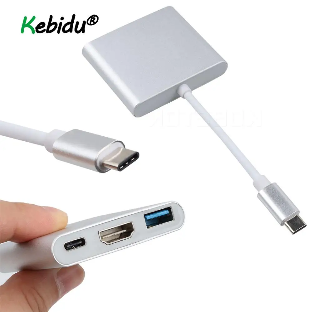 

Kebidu Type C To HDMI Adapter Converter USB 3.0 Charging USB-C 3.1 Hub Adapter for Mac Air Pro Huawei Mate10 Samsung S8 Plus