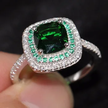 

Cool choucong Cute Fashion Jewelry Handmade 100% 925 Sterling Silver 5A Clear Green CZ Women Wedding Engagement Band Ring Gift