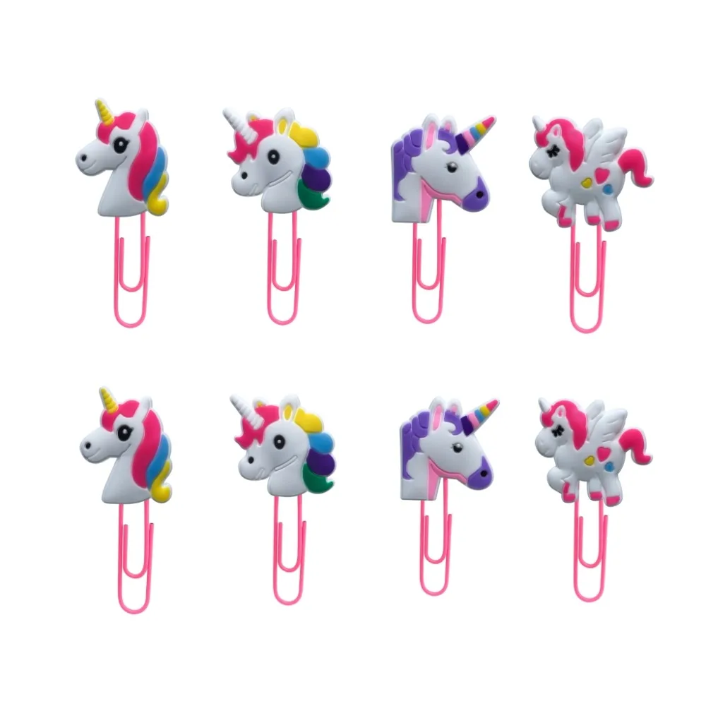 

8Pcs Cartoon Unicorn Figures Bookmark For Books Paper Clip School Supplies DIY Decoration For Kids Xmas Gifts
