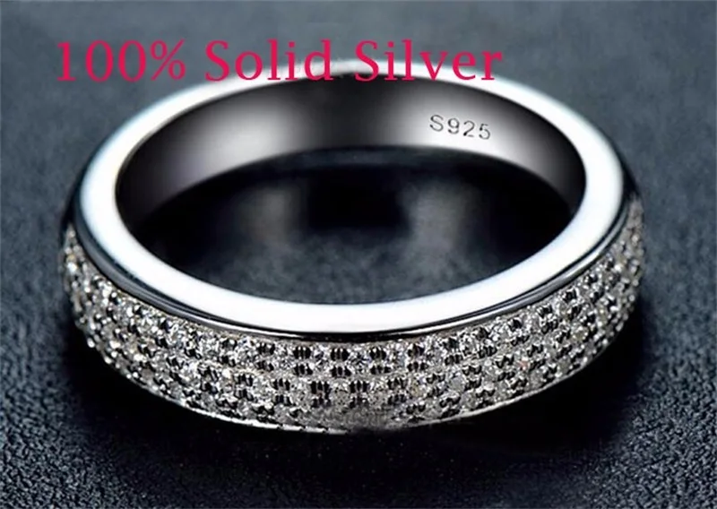 YANHUI кольца из чистого серебра Набор Полный CZ Diamant Обручение кольца ювелирных изделий 925 пробы серебряные обручальные кольца для Для женщин JZR073