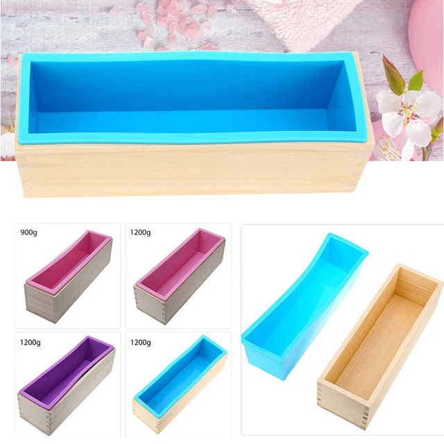 Rectangular Wooden Soap Mold with Silicone Liner and DIY Loaf Swirl