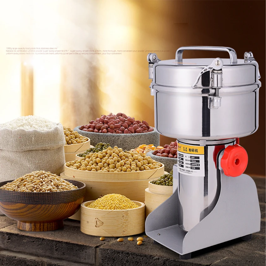 1000G Grain Grinder Food ingredients Pulverizer Swing Type Portable Food Herb Mill Grinding Power Machine High Quality 220V 1000G Grain Grinder Food ingredients Pulverizer Swing Type Portable Food Herb Mill Grinding Power Machine High Quality 220V