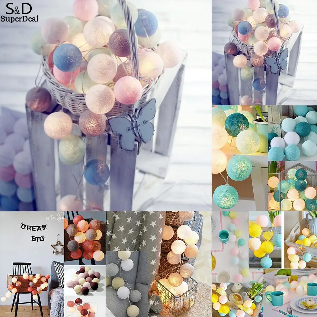 

Home EU pcs battery 3 Picture Garden Cotton LED Lights 220V x AC Party Decor Ball Fairy AA Wedding Lamp As String