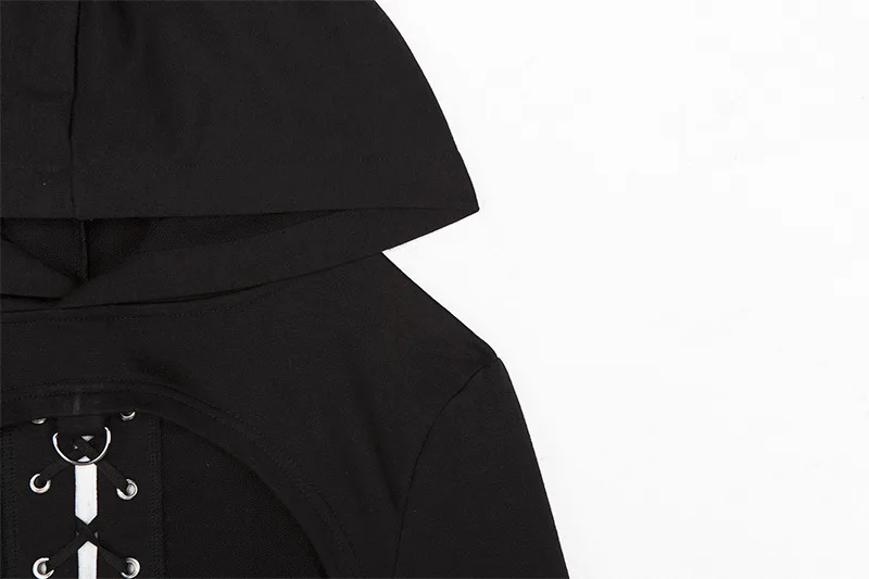 Mr.nut autumn and winter women's new buttonhole strap hooded long sleeve dark sexy Halloween hoodie