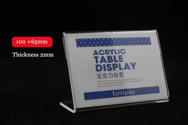 100x65mm 20pcs L Shape Tag Ticket Card Display Stand Acrylic Table