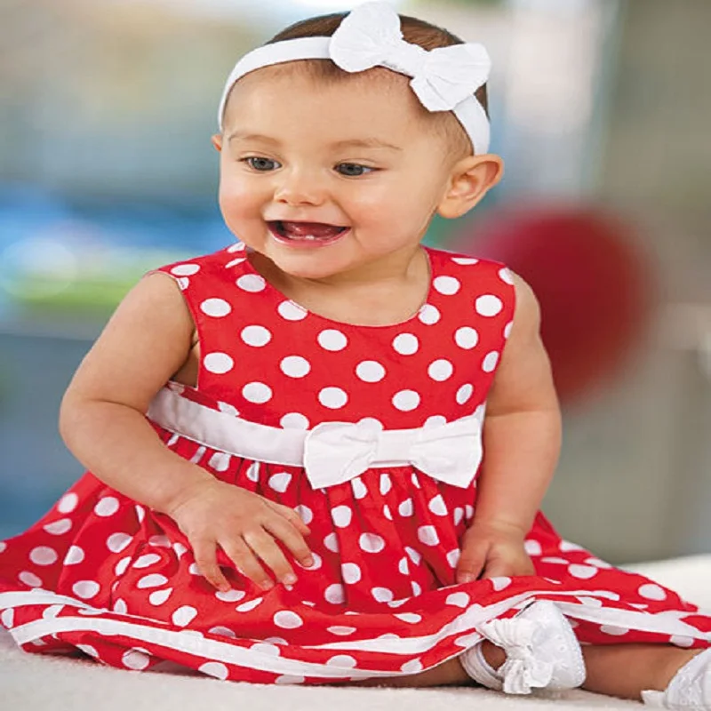 

Baby Dresses Red Clothes Summer Cute Baby Girls Dress Party Wedding Toddler Infant Girl Dots Bowknot Tutu Dress+Shorts Set