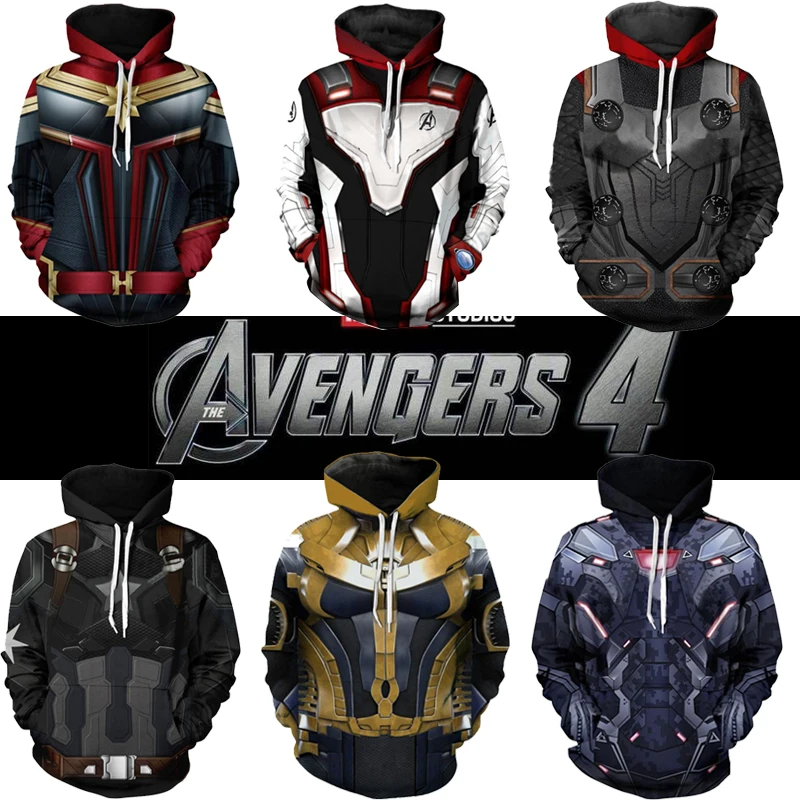 Avengers Endgame 4 Quantum Realm 3D Print Hoodies Men Fitness Pullover Sweatshirts jacket with hat Jacket Costume Streetwear