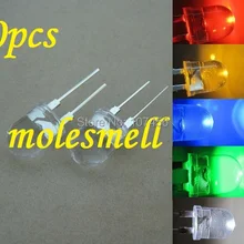 50 шт. 0,5 Вт 10 мм 0,5 Вт прозрачный красный, желтый, синий, зеленый, белый светодиодный лампа сверхъяркая R Y B G w светодиодный s 10 шт. каждого цвета