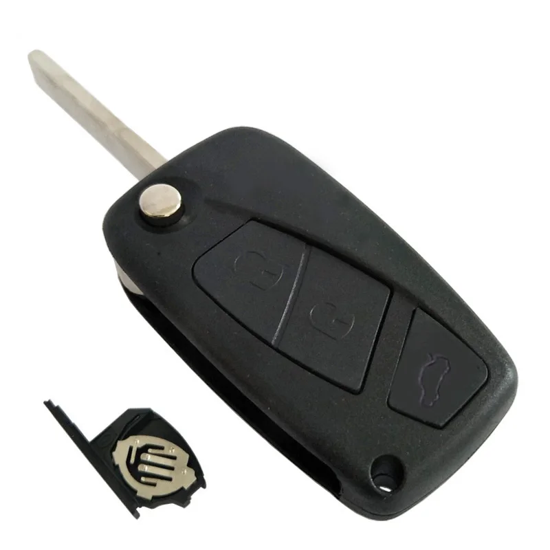 PREISEI 10 шт./лот черный 3 кнопки автомобиль флип дистанционного брелока чехол для Fiat ключ замены с Батарея клип