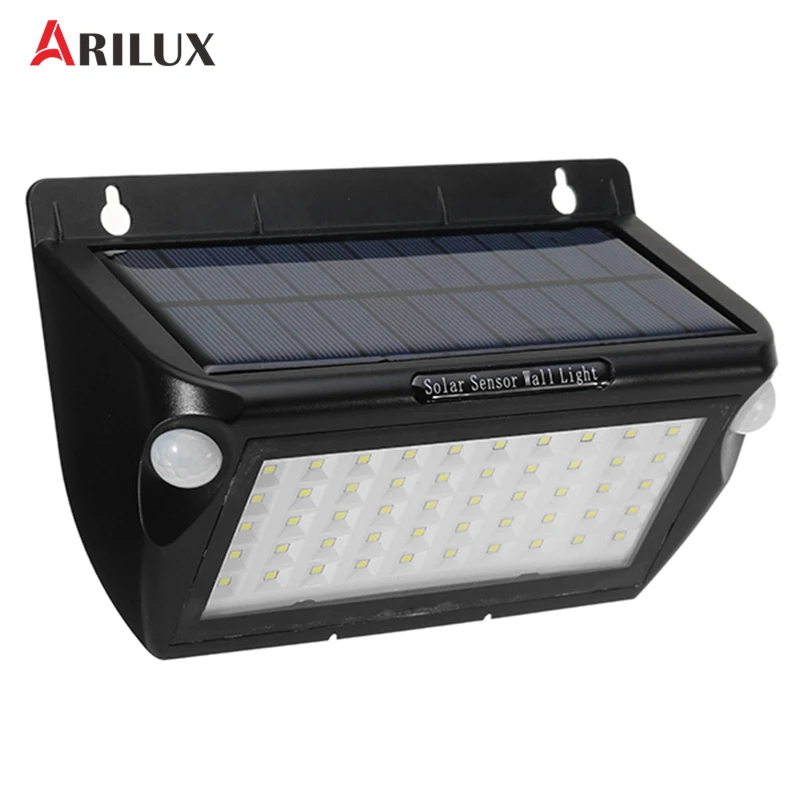 

ARILUX Solar Lamp DC5.5V/1.5W 2835smd 50Leds Light Double Detector 210 Angle PIR Motion Sensor Wall Light For Garden Yard