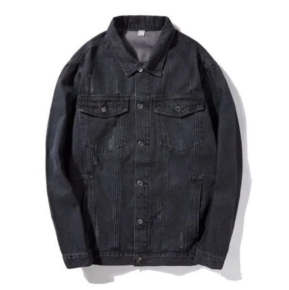 Mens Vintage Black Denim Jacket Men Retro Casual Jacket Jeans Men Oversized Streetwear Jeans Jacket for Men Plus Size 5XL 6XL