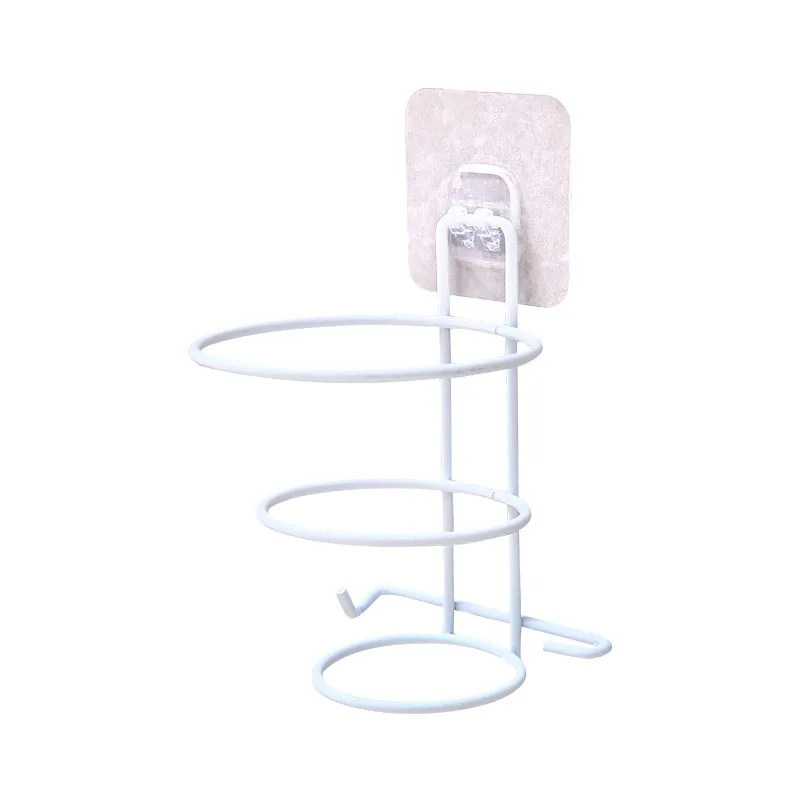 Железный аксессуар для ванной комнаты Стеллаж для хранения Настенный Тип фен держатель Подставка для женщин сушилка расческа подставка для стойки набор - Цвет: Белый