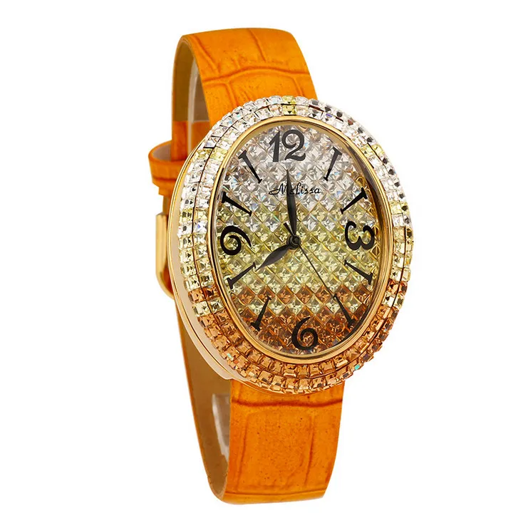 

Extravagant Shining Full Zircon Watch Vintage Fashion Women MELISSA Dress Watches Oval Case Quartz Relogio Feminino Montre MP160