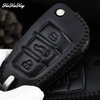 

For AUDI A1 A6 Q3 Q7 TT R8 A3 S3 3 Button Leather Car Key Cover Flip Floding Key Case Protective Shell Car Accessories For AUDI