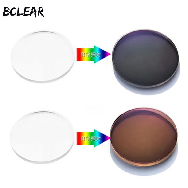 BCLEAR 1.67 Indeks Peralihan Aspheric Photochromic Lens untuk Kanta Cermin Mata dengan Gelar Foto Kelabu Brown Single vision lens