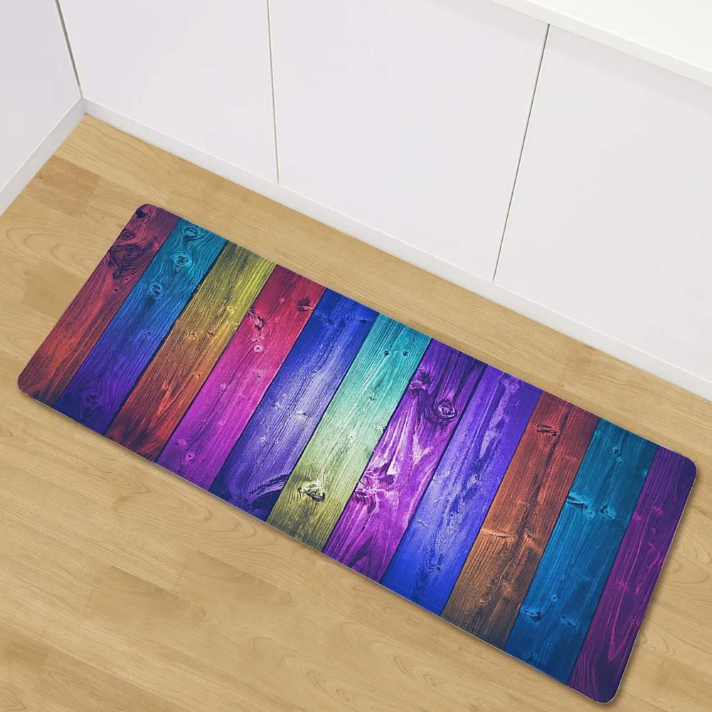 

Retro Color Wooden Board Floor Mat Door Entrance Door Mat Non-slip Absorbent Kitchen Mat Carpet Bedroom Bedside Rug