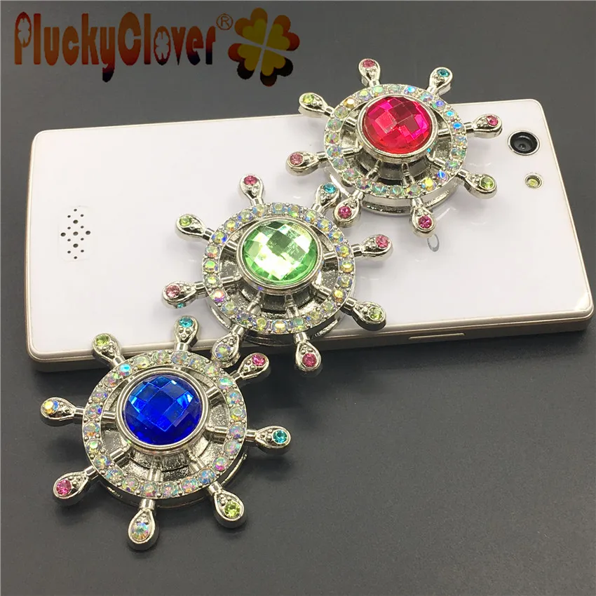 

1 pc Captain Rudder Fidget Spinner With Diamond and Rhinestone Ferris Wheel Hand Spinner Metal Pirate Girls Phone Ornaments Gyro