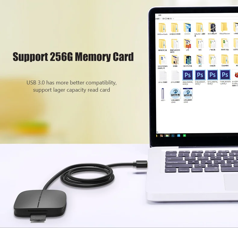 Vention устройство для чтения карт SD все в одном USB 3,0 50 см Micro SD TF мульти-устройство для чтения карт памяти Поддержка 256 ГБ для ноутбука Macbook