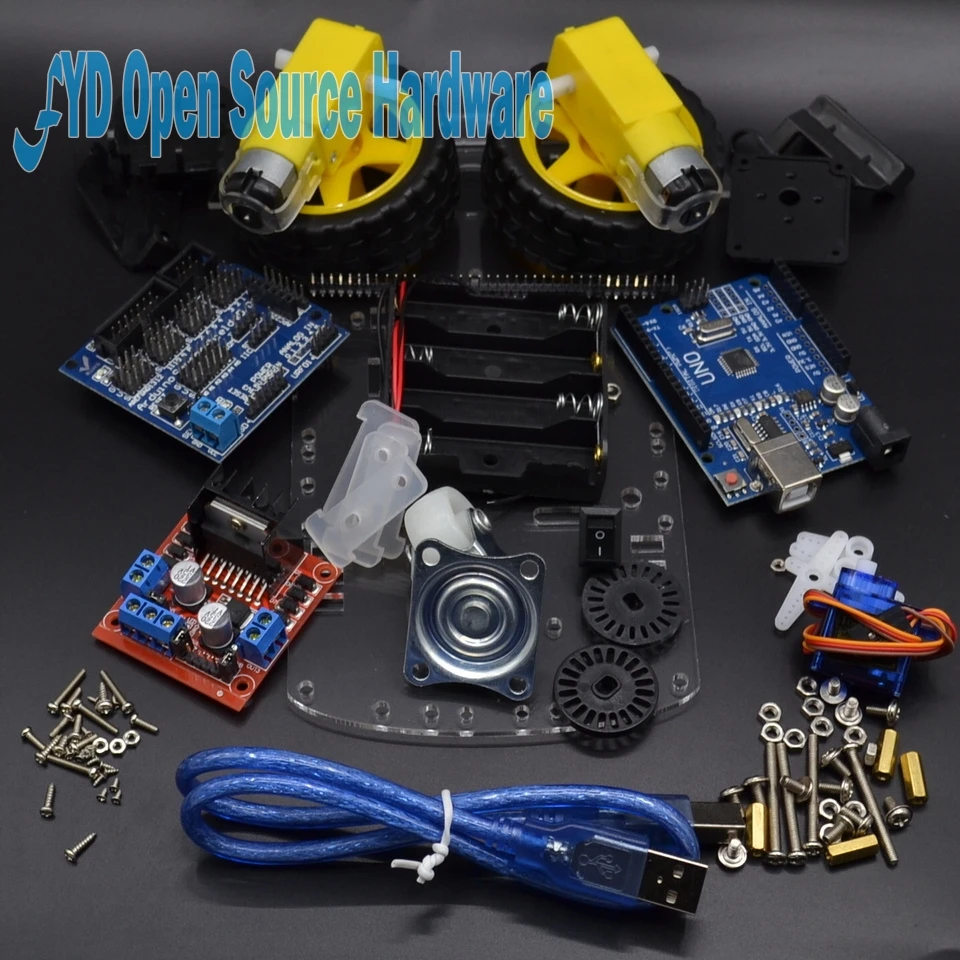 Smart Electronics Motor Smart Robot Car Chassis Kit Avoidance tracking Speed Encoder Battery Box 2WD Ultrasonic module
