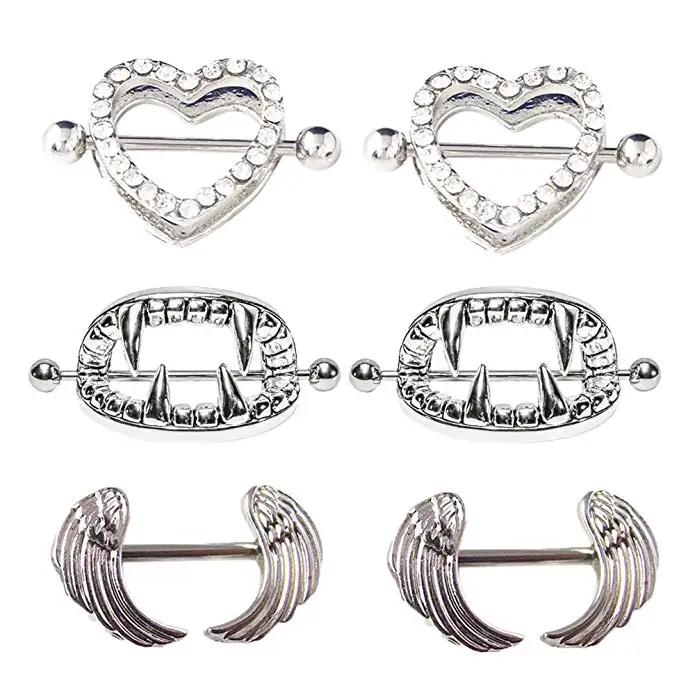 3 Pair Nipple rings Different Shape Nickel free Body Piercing Jewelry Surgical Steelin Body
