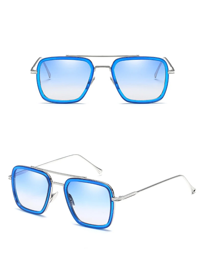 Классический бренд дизайн квадратный мужские солнцезащитные очки в стиле стимпанк Мстители Бесконечность войны Тони Старк Железный человек, защита от солнца очк