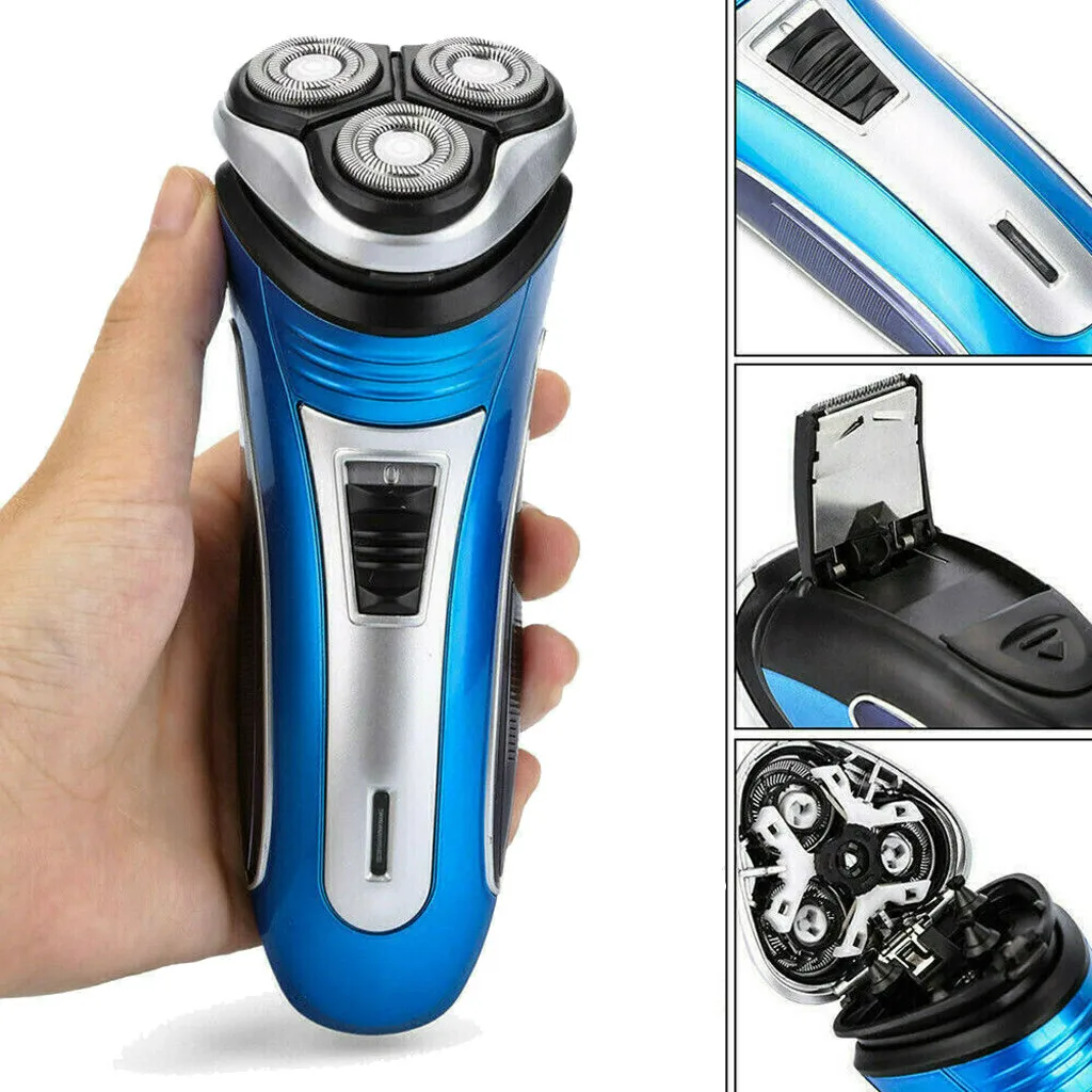 

Mens Electric Shaver Rechargeable 3D Triple Floating Head Trimmer Razor