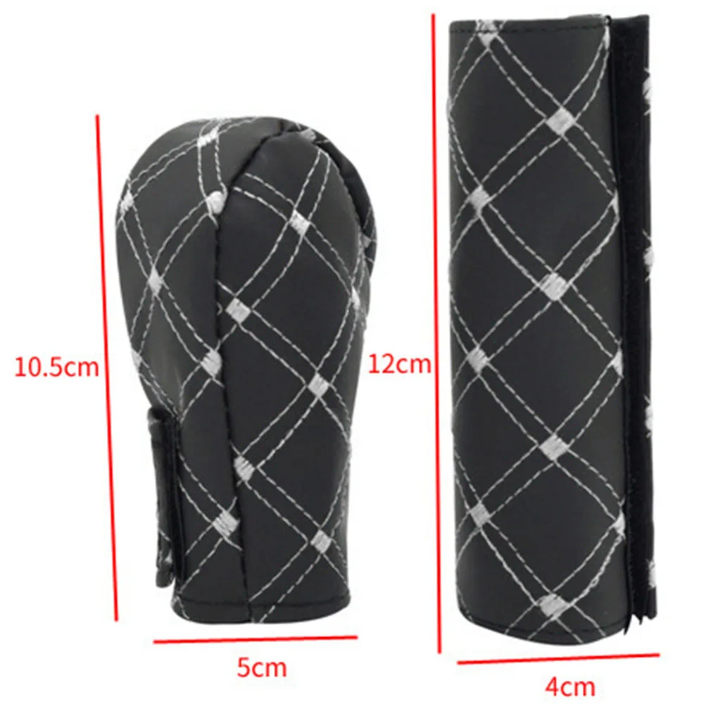 2Pcs/Set Faux Leather Gear Knob Cover Hand Brake Cover Gear Case Car Interior Decor Gear Shift Collars New Hot Sale