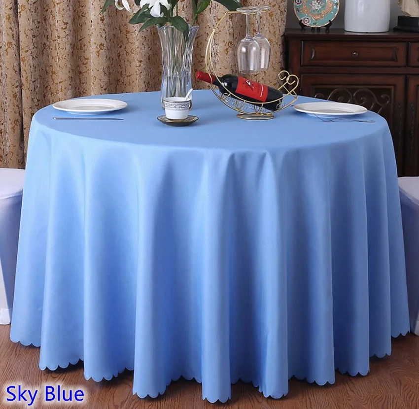 Небесно-голубой цвет скатерть для свадебного стола полиэфирная ткань отель столовое белье для торжеств вечерние украшения для круглых