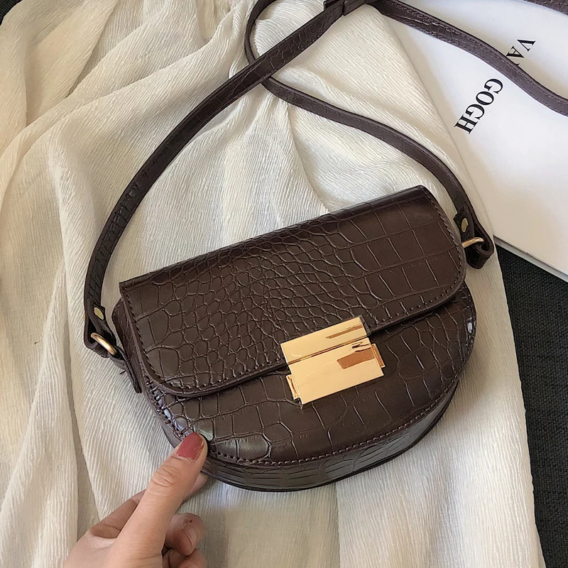 

Crocodile Pattern Vintage Leather Crossbody Bags For Women 2019 New Small Purses and Handbags Ladies Shoulder Messenger Bag