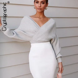 Cryptographic Sexy V-Neck Wrap Sweaters for Women Autumn Winter 2021 Jumper Fashion Loose Pull Femme Sueter Knitwear Sweaters Cryptographic Sexy V-Neck Wrap Sweaters for Women Autumn Winter 2021 Jumper Fashion Loose Pull Femme Sueter Knitwear Sweaters