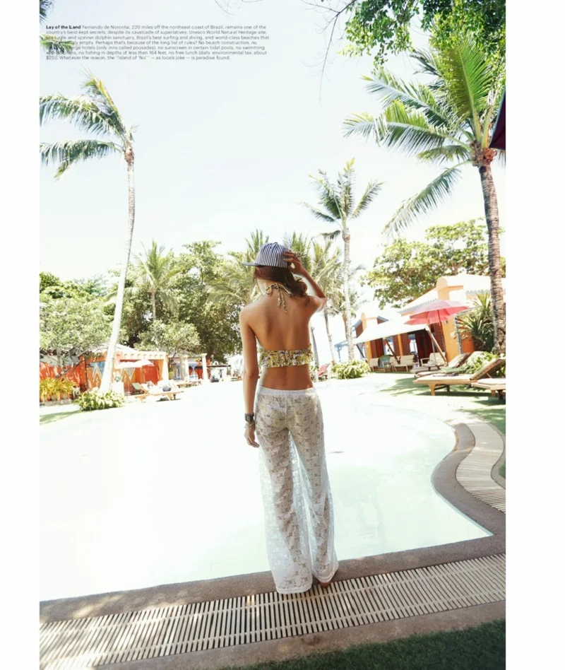 white sheer beach pants
