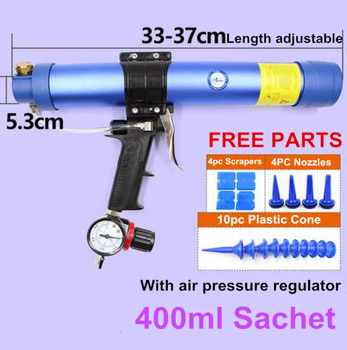 Pneumatic Sealant Caulking Gun Air Sachet Dispenser Adhensive Applicator 600ML 