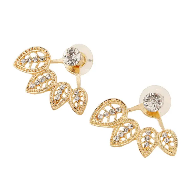2017 New Cute Zircon Crystal Silver Gold Colors Ear Cuff Clip Leaf 2017 New Cute Zircon Crystal Silver Gold Colors Ear Cuff Clip Leaf Stud Earrings For Women