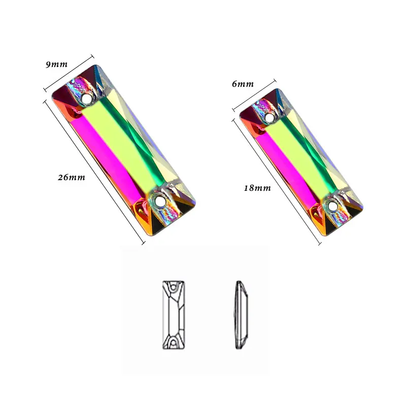Роскошный Кристалл 5А Стекло Стразы камень для пришивания Прямоугольник Кристалл AB Flatback Стразы шьют Стразы для одежды