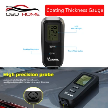 

Paint Coating Thickness Gauge Digital Tester Meter Instrument 1.25mm Iron Aluminum Base Metal Car Automotive Non-Metal w/ Pouch