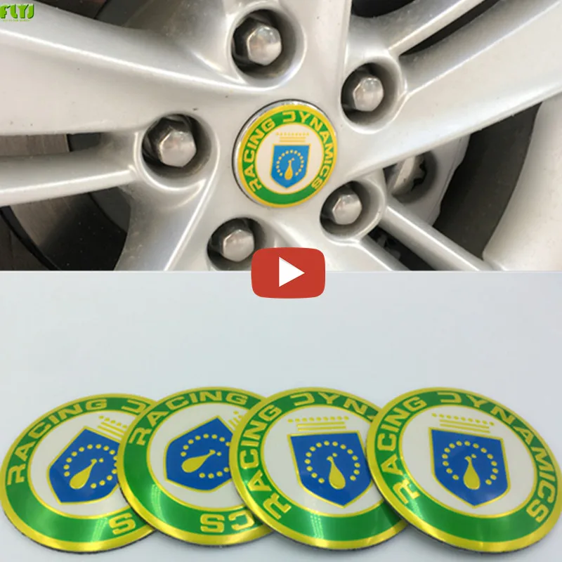 

FLYJ 4PCS Car Wheel sticker Hub cap labeling Emblem Sticker styling For BMW Racing Dynamics E46 E39 E90 E34 F10 F15 E53 X5 X3