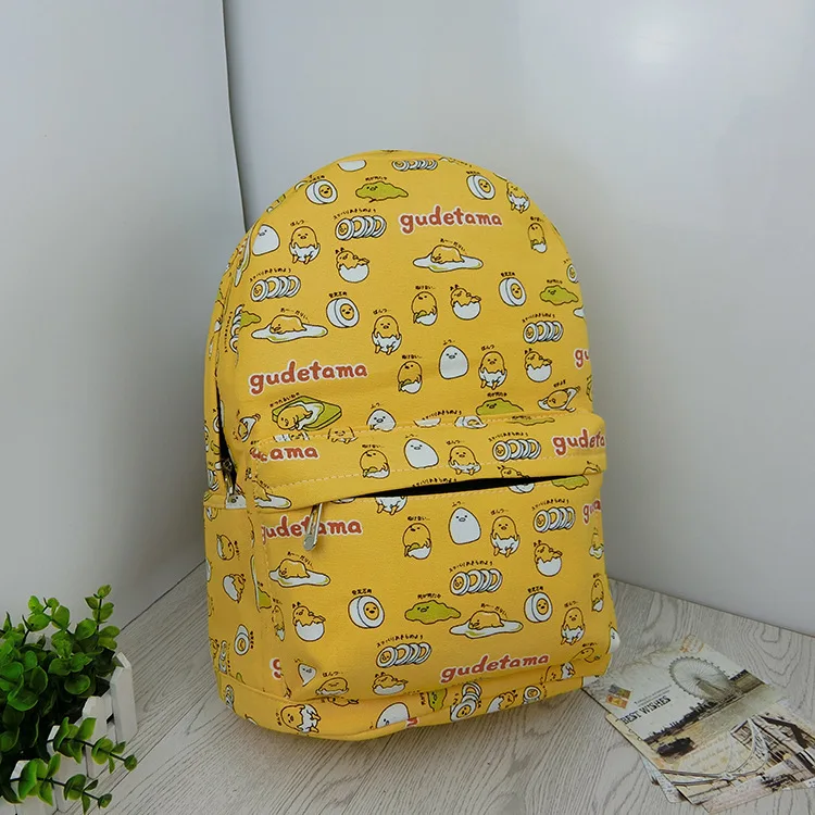 Student Girls bags Lazy Egg Printed Kids Backpacks Cartoon Yellow