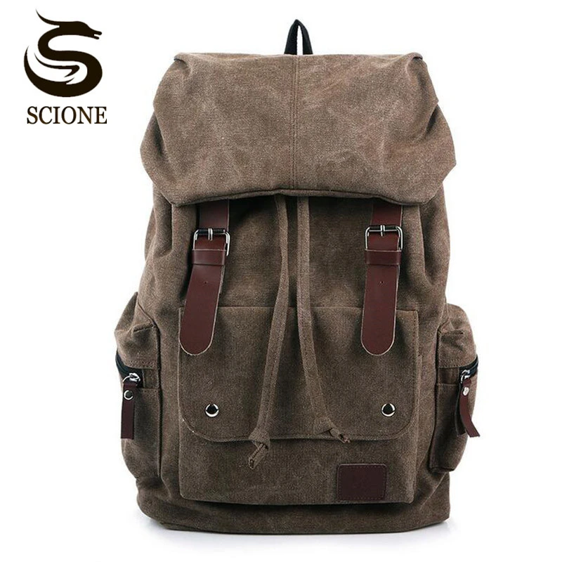 Casual Men Canvas Travel Backpack Mens Vintage Student School Bag Big Laptop Rucksack Canvas Drawstring Backpack Casual Men Canvas Travel Backpack Mens Vintage Student School Bag Big Laptop Rucksack Canvas Drawstring Backpack