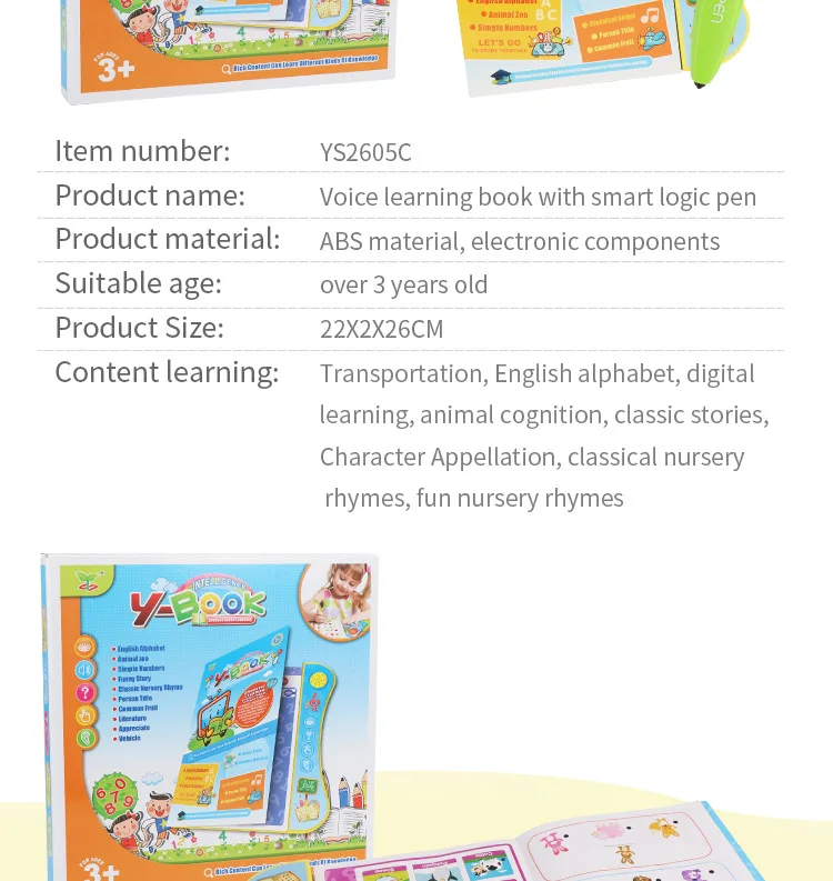 Livro de Aprendizagem com Lógica Educativos para Crianças Multi-função Inglês Eletrônico Leitura Inteligente Caneta Pai-criança Interação Brinquedos Mod. 268943 10 Home & Garden