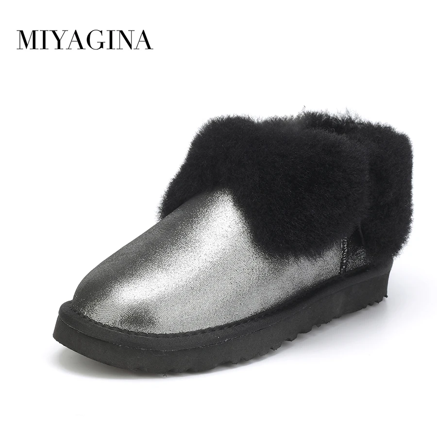 

Top Quality New Fashion Genuine Sheepskin Leather Snow Boots 100% Natural Fur Botas Mujer Warm Wool Winter Shoes For Women